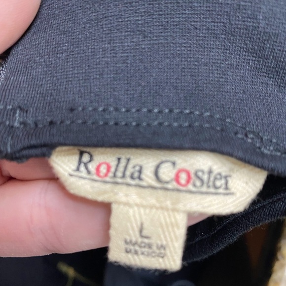 Rolla Coster Form Fitting Pin Up Inspired Black Midi Dress Sz L - Picture 6 of 10